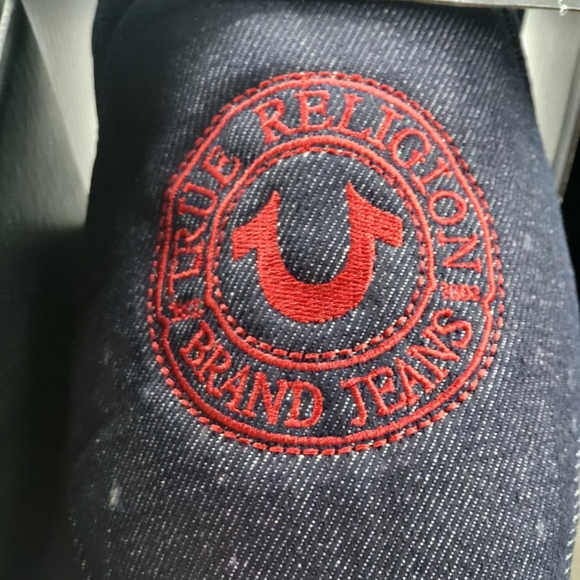 True Religion Dk Indigo Denim Horseshoe Slippers Mens 10 - Picture 3 of 6